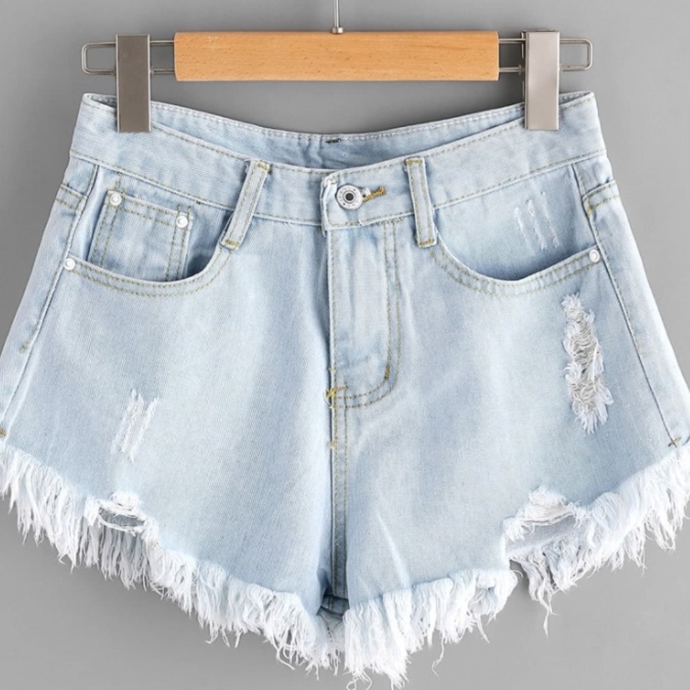Raw Hem Ripped Denim Shorts SZ- 2X